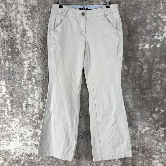 Lands End Petite Size 4P Flared Casual Pants Gray Button Zip Pocket Cotton - Picture 1 of 12